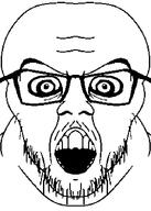 angry bald crazed eyebrows glasses mirror open_mouth soyjak stubble symmetrical symmetry template variant:feraljak white_background // 750x1049 // 7.6KB