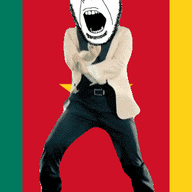 angry animated cameroon country dance flag full_body gangnam_style glasses irl open_mouth soyjak star stubble variant:cobson // 300x460 // 502.6KB