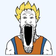 dragon_ball goku open_mouth stubble super_saiyan teeth variant:markiplier_soyjak // 480x480 // 128.7KB