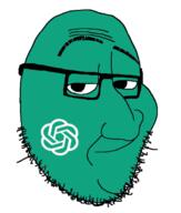 chatgpt closed_mouth glasses green_skin open_ai smile smug soyjak stubble variant:smugjak // 411x485 // 61.0KB