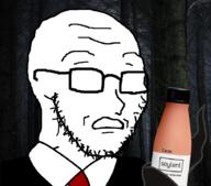 bottle clothes creepypasta holding_bottle holding_soylent necktie no_eyes plastic_bottle scared slenderman soy soyjak soylent soylent_(cacao) soylent_bottle suit variant:soyak video_game // 908x800 // 550.8KB