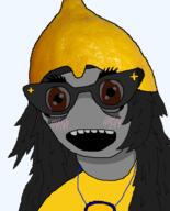 OP_speaks_yoruba award brown_eyes clothes glasses grey_skin hair hat lemon lemon_(user) long_hair necklace sourtan tinted_glasses variant:soytan // 450x559 // 85.5KB