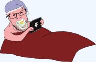 angry arm baby babyjak blanket caca five_nights_at_cobson's glasses hand holding_object nightcap stubble tablet variant:feraljak variant:nojak // 1038x669 // 59.2KB
