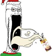 can christmas clothes drinking eggnog glasses hat open_mouth soyjak stretched_mouth stubble subvariant:soyak_soymilk teeth tongue variant:soyak // 805x851 // 65.4KB