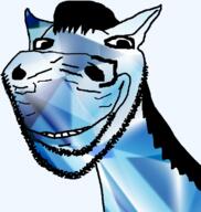 animal blue_skin ear gem gem_skin hair horse large_nose smile soyjak stubble subvariant:impish_horse variant:impish_soyak_ears // 689x726 // 204.0KB
