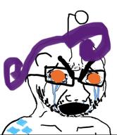 angry antenna crying ear glasses hair my_little_pony no_pupils open_mouth orange_sclera purple_hair rarity_(my_little_pony) snoo soyjak stubble variant:cryboy_soyjak // 828x955 // 56.2KB