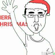 animated artist:siliconebreast christmas chud eyebrows glasses meme smile subvariant:wholesome_soyjak tiktok twerk variant:chudjak variant:gapejak white_background // 576x576, 6.5s // 215.0KB