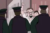 angry arm back belfast brown_hair building closed_mouth clothes facing_away glasses hair hat ireland jacket looking_away meme mustache nas:wojak northern_ireland open_mouth pointing police police_hat police_service_of_northern_ireland police_uniform street stubble subvariant:neutralplier the_troubles variant:cobson variant:feraljak variant:impish_soyak_ears variant:markiplier_soyjak whats_all_this white_shirt white_skin // 1500x1000 // 292.5KB