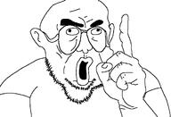 bald beard clothes fat finger glasses open_mouth pointing_up soyjak stubble variant:stasjak white_background // 1057x720 // 48.2KB