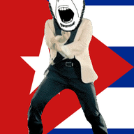 angry animated country cuba dance flag flag:cuba full_body gangnam_style glasses irl open_mouth soyjak star stubble variant:cobson // 300x460 // 505.8KB
