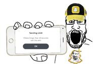 baseball_cap cap clothes glasses happy_merchant hat holding_object holding_phone iphone jewish_nose logo nas:happy_jewish nas:merchant open_mouth phone snapchat soyjak stubble subvariant:phoneplier subvariant:phoneplier_horizontal text variant:markiplier_soyjak // 720x476 // 110.2KB