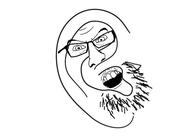 angry ear glasses mustache open_mouth soyjak stubble variant:feraljak // 560x400 // 63.4KB