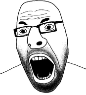 angry cirrusification glasses hair looking_to_the_left open_mouth series:fusionjaks soyjak stubble teeth thick_eyebrows variant:cirrus variant:cobson white_background // 905x1000 // 81.9KB