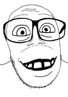 bald distorted glasses happy smile soyjak stubble variant:punkjak white_background white_skin // 918x1306 // 187.4KB