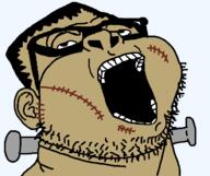 brown_skin frankenstein's_monster glasses hair halloween looking_up nails open_mouth scar soyjak spooky stubble undead variant:childut // 658x552 // 18.8KB