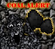 arm coal coal_(minecraft) coal_alert coal_background coal_skin glasses hand minecraft open_mouth soyjak stubble text variant:ppp video_game // 1210x1080 // 1.3MB