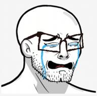 crying glasses open_mouth soyjak stubble variant:nujak // 300x295 // 55.8KB