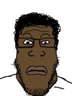 black_skin closed_mouth glasses hair soyjak stubble variant:markiplier_soyjak // 600x800 // 96.5KB