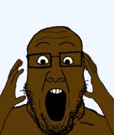 bald beard brown_skin glasses hand hands_up nigger subvariant:ppplier variant:markiplier_soyjak variant:ppp // 519x616 // 70.5KB