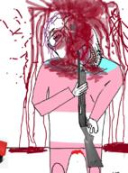 blood bloodshot_eyes crying gore open_mouth rope shotgun soyjak suicide teeth tongue variant:bernd // 606x820 // 358.0KB