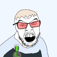 mark open_mouth red_hair soyjak_blog tinted_glasses variant:feraljak // 1500x1500 // 153.5KB