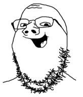 glasses happy open_mouth smile soyjak stubble variant:gapejak // 680x797 // 38.1KB