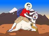 arm art artist:sectionalism blood bull cape cargo_shorts classical_art_parody clothes constellation dog glasses halo horn janny leg mithras mountain nazism nose_ring purple_hair rope sandals scorpion series:animaljaks shadow sky sock stubble subvariant:waow subvariant:wewjak sun sunset swastika tail testicles torso tranny variant:bernd variant:chudjak variant:soyak // 4096x3059 // 373.6KB