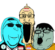 3soyjaks admin asian buck_teeth chopped closed_eyes clothes condiment custard custard_(user) evil faggots gem_that_killed_the_booru gill_koyim_(namefag) glowing hat hello_my_name_is_(sticker) jewish_nose judaism kike kippah meta:namefags mossad mustard_(user) namefags series:trios_&_duos smile squid squidward subvariant:longplier subvariant:wholesome_soyjak suit trevor_(user) trio variant:gapejak variant:markiplier_soyjak variant:tony_soprano_soyjak // 3300x3000 // 473.9KB