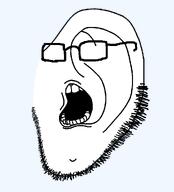 ear gape gaping_mouth glasses open_mouth soyjak stubble transparent_background variant:cobson variant:unknown white_skin // 905x1000 // 56.0KB