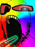 bloodshot_eyes blunt colorful deformed open_mouth soyjak stubble variant:gapejak // 536x716 // 11.1KB