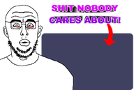 bald beard big_lips black_eyes clothes ear eyebrows glasses mouth_open nose red_arrow red_eyes shit_nobody_cares_about shitnobodycaresabout snca text transparent_background tshirt variant:SNCAJak variant:unknown // 1000x673 // 85.9KB