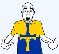 arm british clothes cross cross_of_saint_cuthbert durham ear england flag flag:durham glasses hair hand open_mouth pointing soyjak stubble teeth tshirt united_kingdom variant:shirtjak // 1236x1118 // 69.8KB