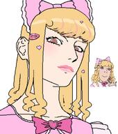 barely_a_soyjak brown_eyes female gyaru hair_clip heart hearts hime_gyaru makeup subvariant:himeson variant:cobson yellow_hair // 902x1018 // 43.4KB