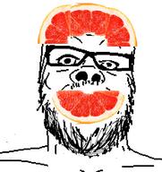 food fruit glasses grapefruit series:fruiterz! stubble variant:a24_slowburn_soyjak // 425x451 // 108.1KB