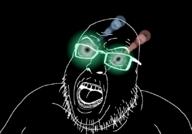 angry black_skin glasses glowing_eyes inverted open_mouth soyjak stubble thougher variant:hilbert_soyjak // 812x567 // 109.2KB