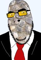 admin closed_mouth clothes cobblestone cobblestone_(user) eyebrows glasses janny necktie neutral neutral_expression red_necktie soyjak_wiki stubble suit transparent_background variant:cobson wiki // 775x1127 // 651.2KB