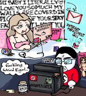 amphibian apple_(company) arm blood clothes computer egirl email female flag flag:nazi_germany flag:norway frog gamergate glasses green_eyes hand hashtag heart i_love jar keyboard mail message mouse nas:pepe nazism norway nosebleed pepe_the_frog poster scar self_harm soyjak speech_bubble swastika text thick_eyebrows thought_bubble tshirt variant:chudjak variant:wojak white_skin woman yellow_hair // 800x900 // 183.3KB