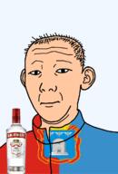 1864 alcohol animal bee beehive bottle closed_mouth clothes crown ear flag flag:tambov_oblast hair insects neutral oblast russia smirnoff soyjak tambov_oblast text track_suit transparent transparent_background variant:kuzjak vodka white_skin // 810x1192 // 205.7KB