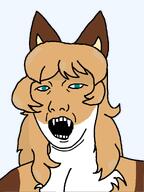 averi ear fox fur furry gape green_eyes meta:leaky open_mouth sharp_teeth soyjak variant:carterjak variant:kuzjak // 810x1080 // 101.1KB