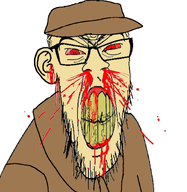 broken_teeth brown_coat brown_hat glasses stubble subvariant:feralrage variant:feraljak white_background yellow_skin yellow_teethbloodshot_eyes // 894x919 // 369.4KB