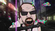 angry background balding beard brown_hair chromatic_aberration clothes compressed firearm glasses glitch goatee gun hair james_seth_lynch kane_&_lynch open_mouth qbz-95 rifle sleeveless_shirt soyjak static stubble sunglasses variant:feraljak video_game yellow_teeth // 1500x844 // 67.8KB