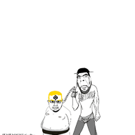 2soyjaks animated beard chains closed_mouth fat glasses hand holding_object judaism mustache poyopoyo slave soyjak spade star_of_david subvariant:chudjak_front variant:chudjak variant:cobson yellow_hair zoomzoom // 382x400 // 763.1KB