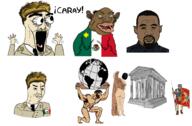 amerimutt ass beard brown_hair buff closed_mouth clothes excited full_body globe hair hand hands_up italy kanye_west mcdonalds mexican_twink mexico naked necktie nordic_chad open_mouth pointy_ears soyjak star_of_david subvariant:waow text underpants variant:chudjak variant:soyak yellow_hair // 2210x1454 // 402.9KB