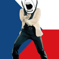 angry animated country czechia dance flag flag:czechia full_body gangnam_style glasses irl open_mouth soyjak stubble variant:cobson // 300x460 // 503.1KB