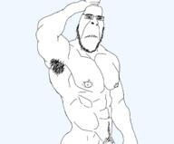 arm armpit biting_lip buff closed_mouth glasses hand mge naked penis redraw soyjak stubble subvariant:hornyson variant:cobson // 1264x1050 // 216.4KB