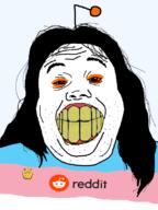 antenna clenched_teeth flag hair orange_eyes reddit reddit_gold soyjak stubble tranny variant:alicia yellow_teeth // 592x788 // 63.0KB