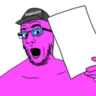 cap clothes doll_(user) glasses hat open_mouth soyjak soyjak_party stubble template variant:comicjak // 400x400 // 35.2KB