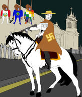 arequipa brown_skin burzum clothes flag francisco_pizarro gun hat horse horseback_riding indigenous penis peru poncho puno rope smug swastika sweater variant:bernd variant:chudjak weapon wiphala // 3186x3760 // 1.9MB