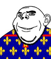 closed_mouth flag flag:artois grin holy_roman_empire looking_at_you smile soyjak stubble subvariant:gapealien thick_eyebrows variant:cobson variant:gapejak // 722x832 // 100.4KB