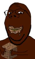 arm dirt eating glasses hand holding_object minecraft smile soyjak stubble subvariant:wholesome_soyjak variant:gapejak video_game yellow_teeth // 597x1000 // 75.2KB
